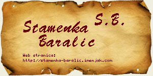 Stamenka Baralić vizit kartica